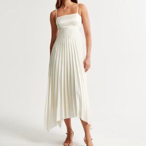 The A&F Giselle Clasp-Back Pleated Midi Dress - White - Small
